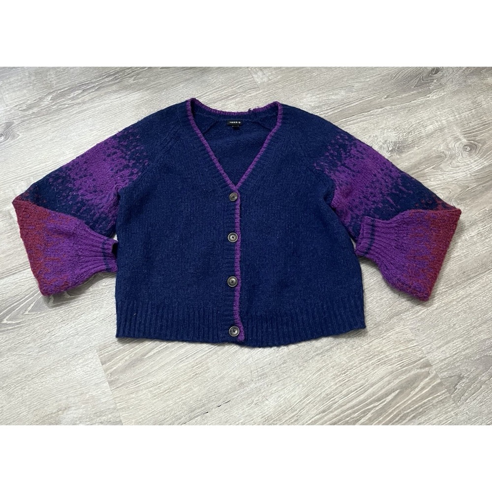 Torrid Womens Fuzzy Wool Blend Cardigan Sweater 1X Heavyweight Comfy Cozy